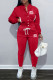 Red Fashion Casual Letter Patchwork Mandarin Collar Long Sleeve Two Pieces