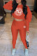 Orange Fashion Sexy Letter Patchwork Hooded Collar Long Sleeve Two Pieces
