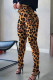 Orange Fashion Casual Print Frenulum Skinny High Waist Pencil Trousers