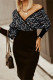 Letter Print Fashion Casual Print Patchwork V Neck Long Sleeve Dresses