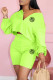 Fluorescent Green Fashion Street Letter Patchwork Long Sleeve Two Pieces