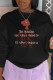 Black Casual Vintage Print Letter O Neck Tops