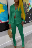 Yellow Casual Solid Patchwork Buckle Turndown Collar Long Sleeve Two Pieces