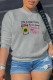 Grey Casual Sportswear Print Patchwork Letter O Neck Tops
