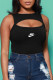 Black Fashion Sexy Print Patchwork O Neck Bodysuits