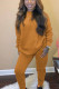 Yellow Casual Solid O Neck Long Sleeve Regular Sleeve Regular Two Pieces