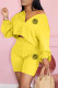 Yellow Fashion Street Letter Patchwork Long Sleeve Two Pieces