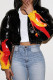 Black Fashion Casual Print Cardigan Mandarin Collar Outerwear
