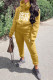 Apricot Fashion Casual Letter Patchwork Hooded Collar Long Sleeve Two Pieces