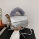 Silver Fashion Street Solid Patchwork Bags