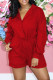 Red Fashion Casual Solid Basic Turndown Collar Regular Rompers