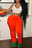 Orange Fashion Casual Solid Tassel Regular High Waist Trousers