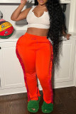Orange Fashion Casual Solid Tassel Regular High Waist Trousers