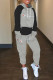Black Gray Fashion Casual Letter Embroidered Patchwork Hooded Collar Long Sleeve Two Pieces