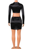 Pink Sexy Solid Patchwork V Neck Long Sleeve Three Pieces