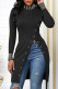 Black Fashion Casual Solid Patchwork Slit Half A Turtleneck Tops