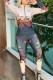 Blue Fashion Elegant Print Patchwork Long Sleeve Two Pieces