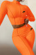 Orange Fashion Sportswear Print Patchwork O Neck Long Sleeve Two Pieces