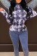 Blue Fashion Casual Letter Print Tie Dye Tie-dye Printing Half A Turtleneck Tops