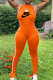 Orange Fashion Sportswear Print Patchwork O Neck Jumpsuits