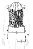 Zebra Fashion Sexy Print Backless Halter Tops