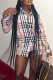 Apricot Fashion Street Striped Patchwork Turndown Collar Tops