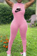 Pink Fashion Sportswear Print Patchwork O Neck Jumpsuits
