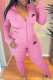 Pink Fashion Casual Print Patchwork Hooded Collar Long Sleeve Two Pieces