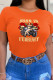 Orange Fashion Casual Print Patchwork Letter O Neck T-Shirts