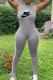 Grey Fashion Sportswear Print Patchwork O Neck Jumpsuits