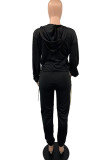 Rose Red Casual Solid Hollowed Out Patchwork Chains Hooded Collar Long Sleeve Two Pieces