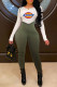 Green Fashion Sportswear Print Patchwork O Neck Long Sleeve Two Pieces