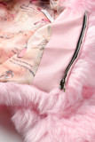 Pink Fashion Casual Solid Cardigan Hooded Collar Outerwear