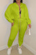 Green Casual Solid Hollowed Out Patchwork Chains Hooded Collar Long Sleeve Two Pieces