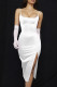 White Sexy Solid Patchwork Slit Spaghetti Strap Sling Dress Dresses
