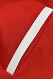 Red Fashion Casual Letter Print Patchwork Long Sleeve Two Pieces