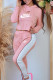 Pink Fashion Casual Print Patchwork Hooded Collar Long Sleeve Two Pieces