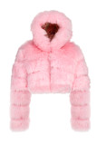 Pink Fashion Casual Solid Cardigan Hooded Collar Outerwear
