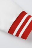 Red Fashion Casual Letter Print Patchwork Long Sleeve Two Pieces