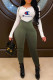 Green Fashion Street Print Patchwork O Neck Long Sleeve Two Pieces