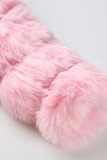 Pink Fashion Casual Solid Cardigan Hooded Collar Outerwear