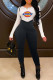 Black Fashion Sportswear Print Patchwork O Neck Long Sleeve Two Pieces