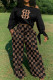 Black Casual Print Bandage Patchwork O Neck Long Sleeve Two Pieces