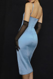 Red Sexy Solid Patchwork Slit Spaghetti Strap Sling Dress Dresses