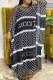 Black Fashion Street Letter Patchwork O Neck Straight Dresses