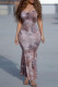 Multicolor Fashion Sexy Print Backless Spaghetti Strap Long Dress