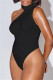 Black Fashion Sexy Solid Patchwork Halter Skinny Romper