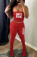 Red Fashion Sexy Letter Fold Strapless Sleeveless Two Pieces