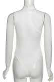 White Fashion Sexy Solid Patchwork Halter Skinny Romper