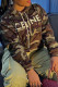 Camouflage Fashion Letter Patchwork Hooded Collar Tops
